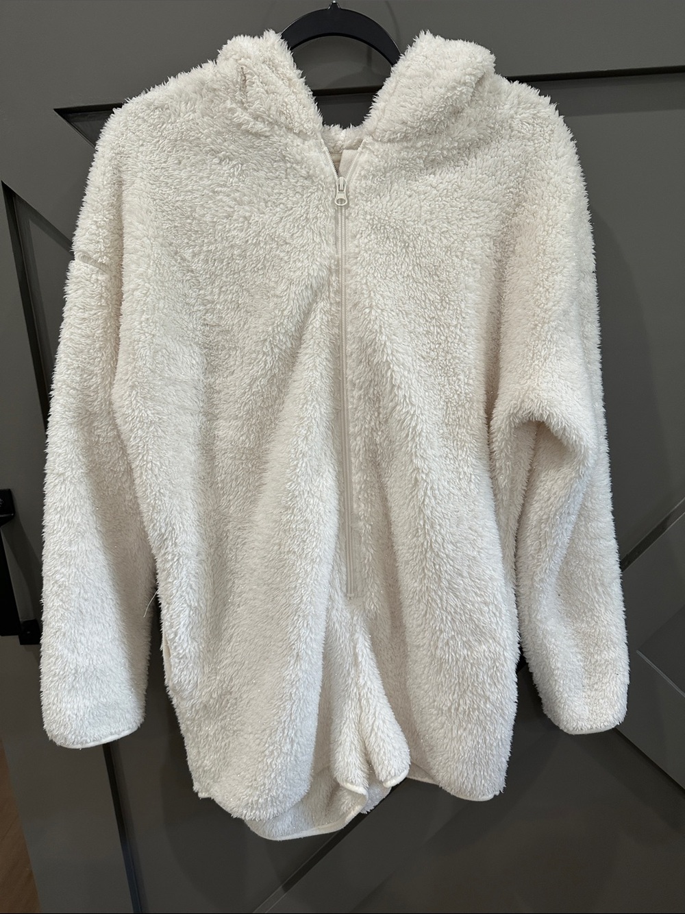 Target Colsie Cream Plush Hooded Zip Romper